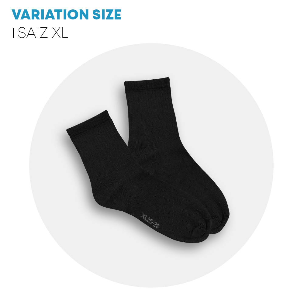 POWER CAT Premium Stoking Sekolah Hitam Pendek Tebal | Size S-2XL | School Uniform Short Black Socks (Thicker)