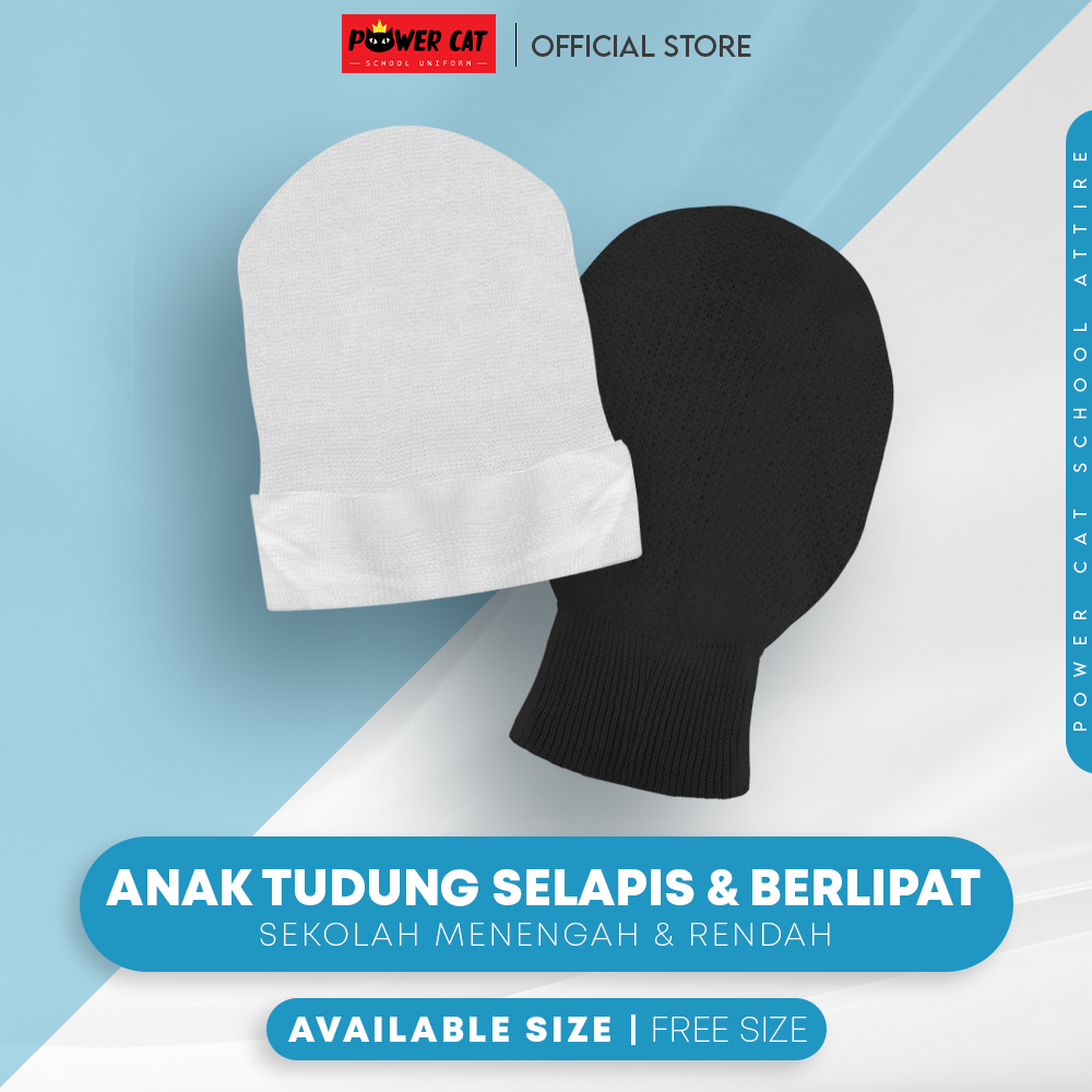 Anak Tudung Sekolah Berlipat Selapis | Inner Tudung Putih Hitam | Muslimah | Free Size